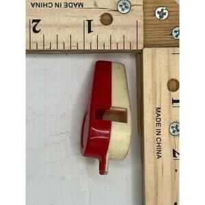 Vintage Red & Cream Plastic Whistle Made in USA Collectible Toy Gift